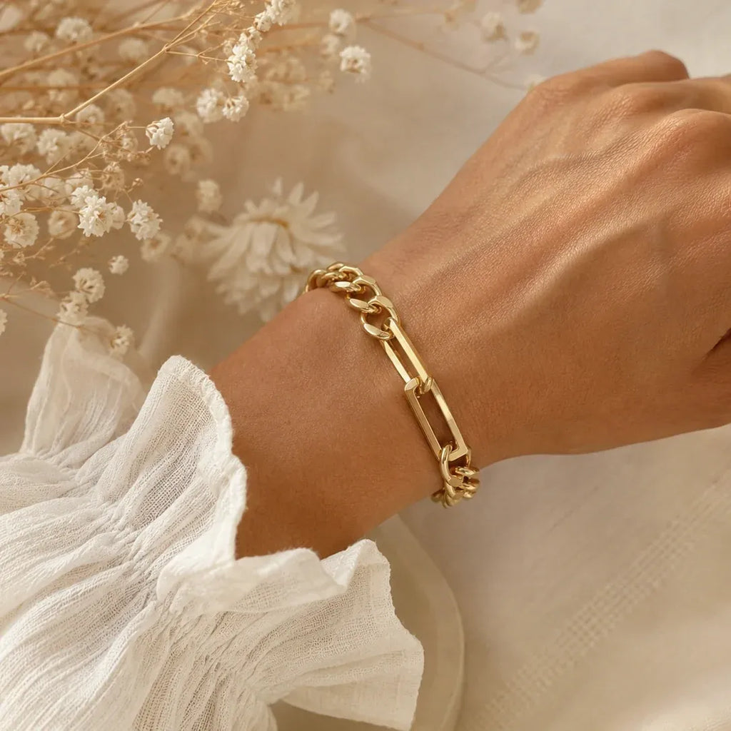 Evara Mixed Link Chain Bracelet | Waterproof 18k Gold