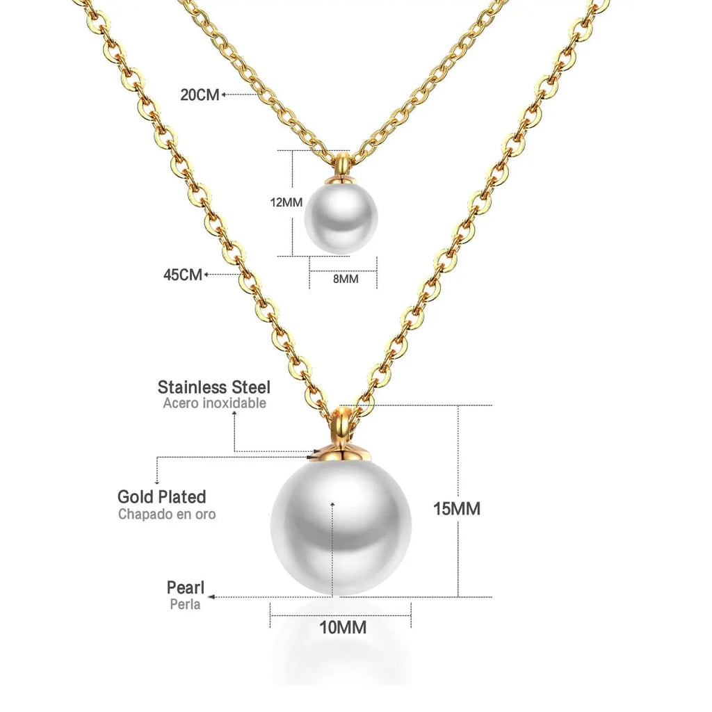 Florence Double Pearl Necklace | Waterproof 18k Gold