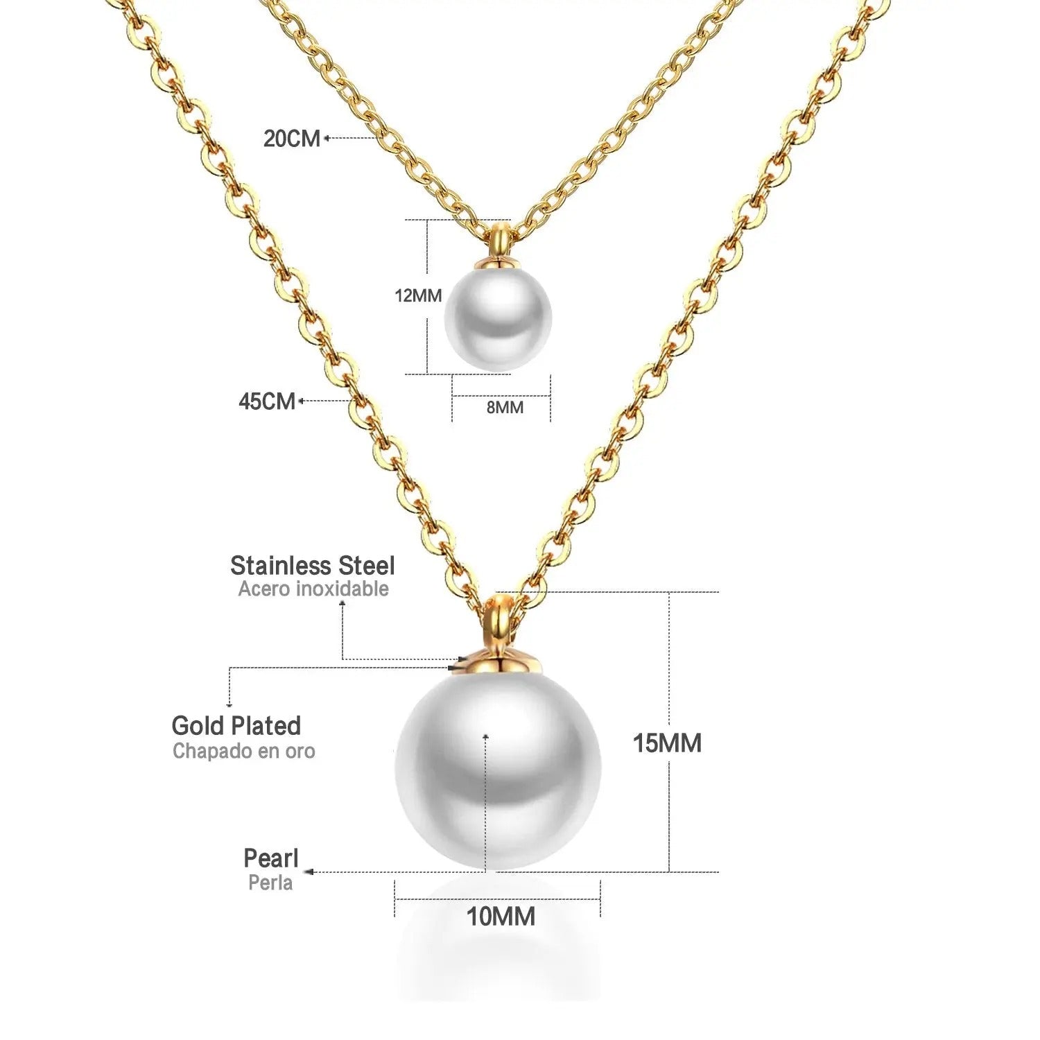 Florence Double Pearl Necklace | Waterproof 18k Gold