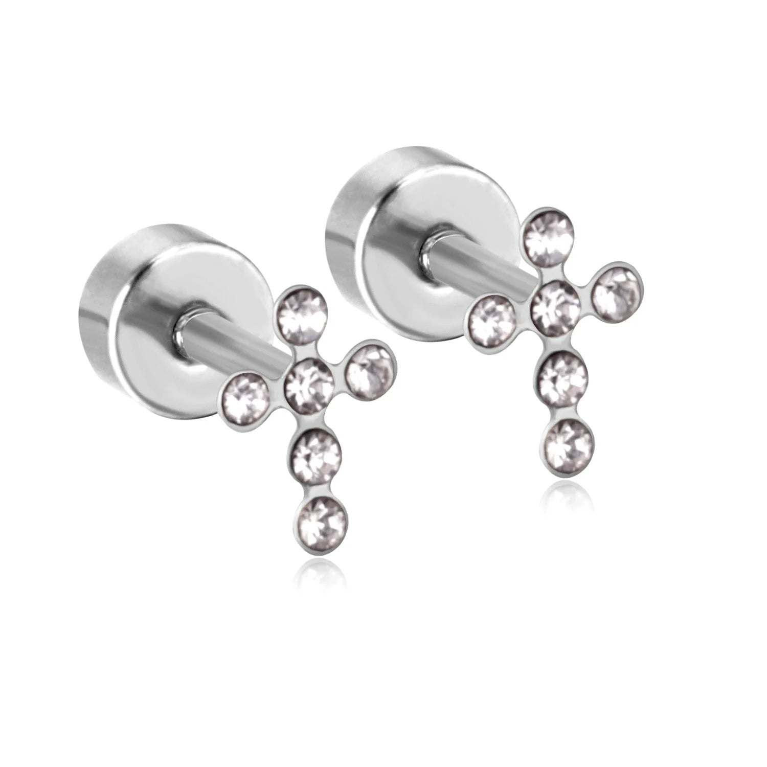 Camila CZ Cross Flat Back Studs
