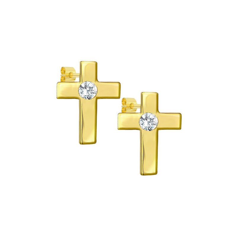 Allora Cross Faith Studs | Waterproof 18k Gold & Silver