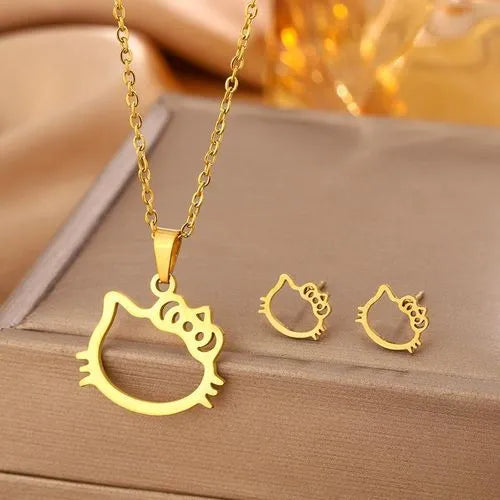 Daisy Cute Kitty Pendant necklace  | Waterproof 18k Gold