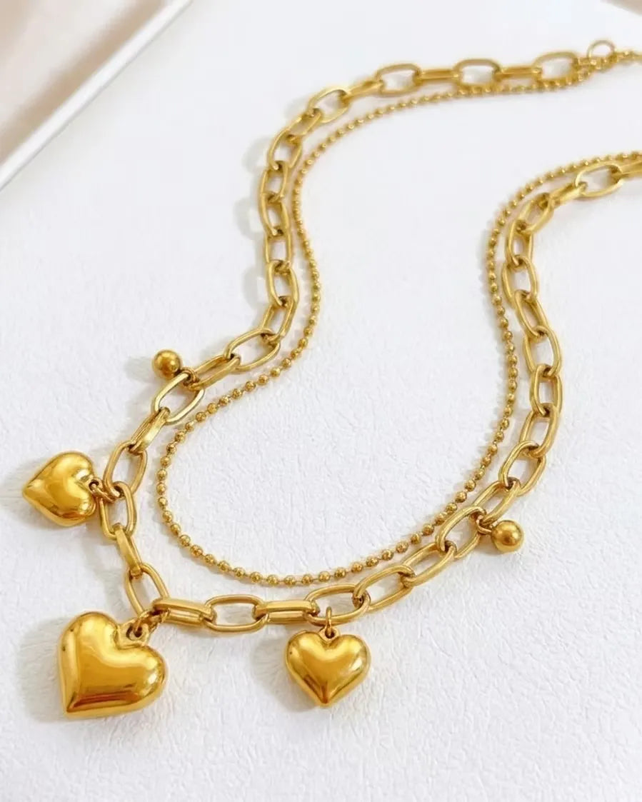 Eira Heart Charms Necklace | Waterproof 18k Gold