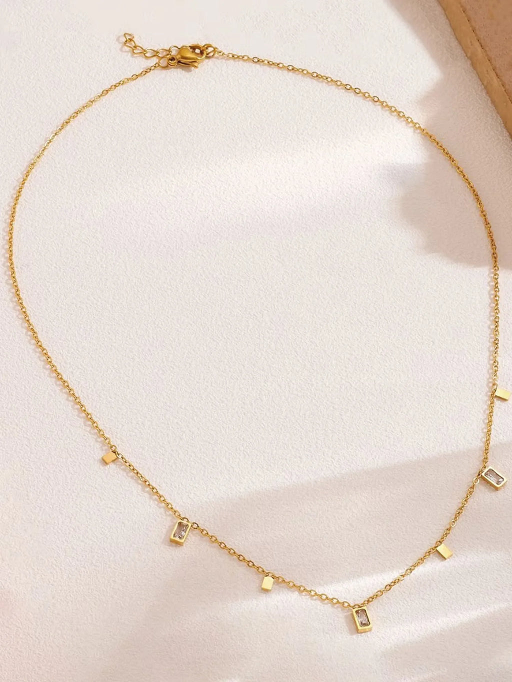 Blosom Baguette Charm Necklace | Waterproof 18k Gold