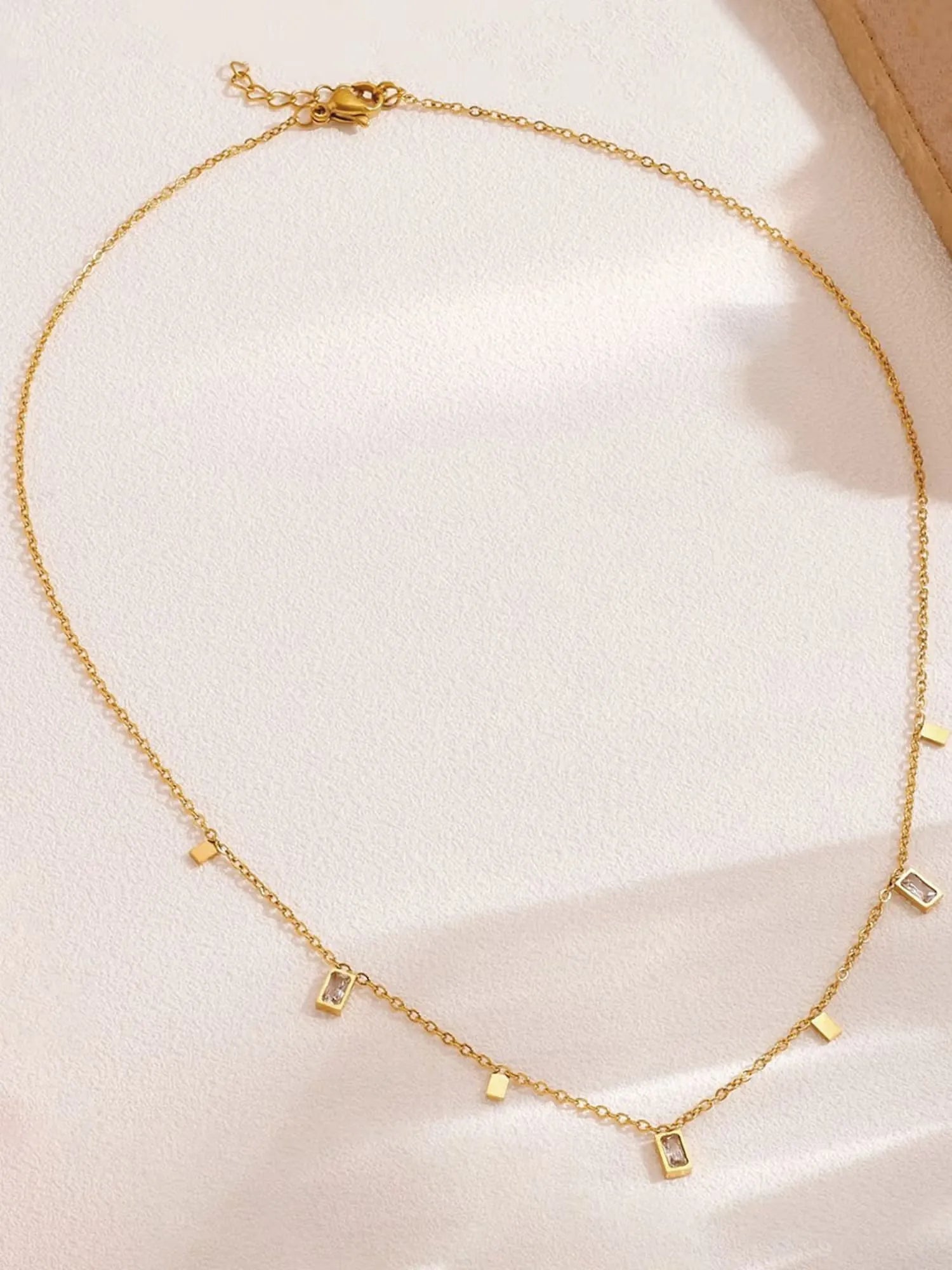 Blosom Baguette Charm Necklace | Waterproof 18k Gold