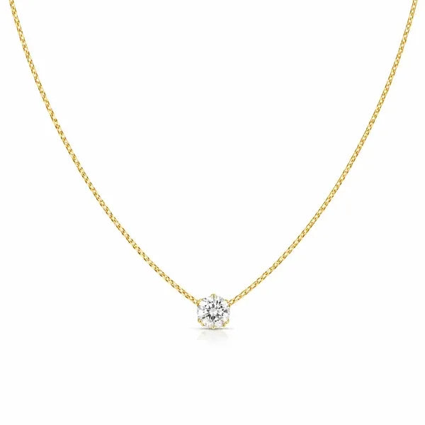 Consa Round Solitaire Crystal Necklace | Waterproof 18k Gold