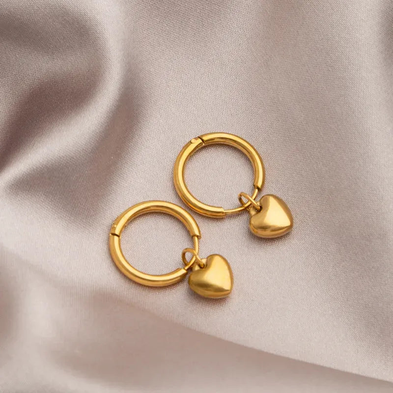 Blair Heart Charm Hoop Earrings | Waterproof 18k Gold