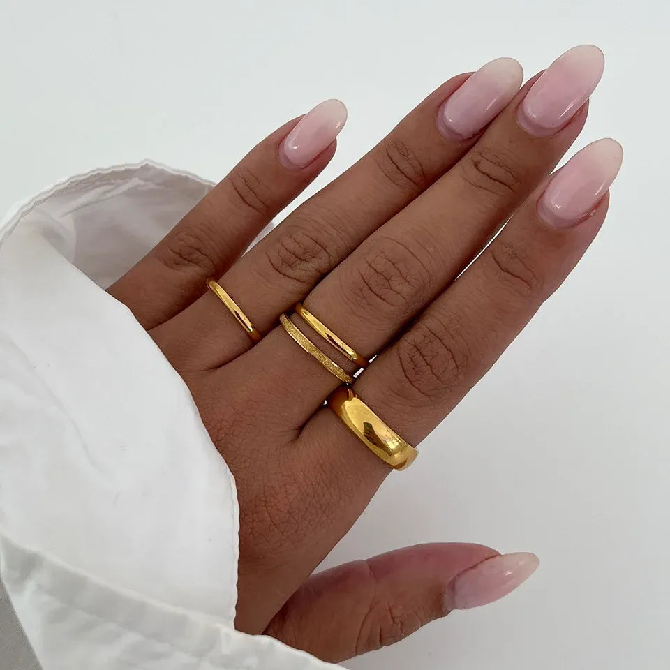 Anya 2MM Band Ring Set | Waterproof 18k Gold