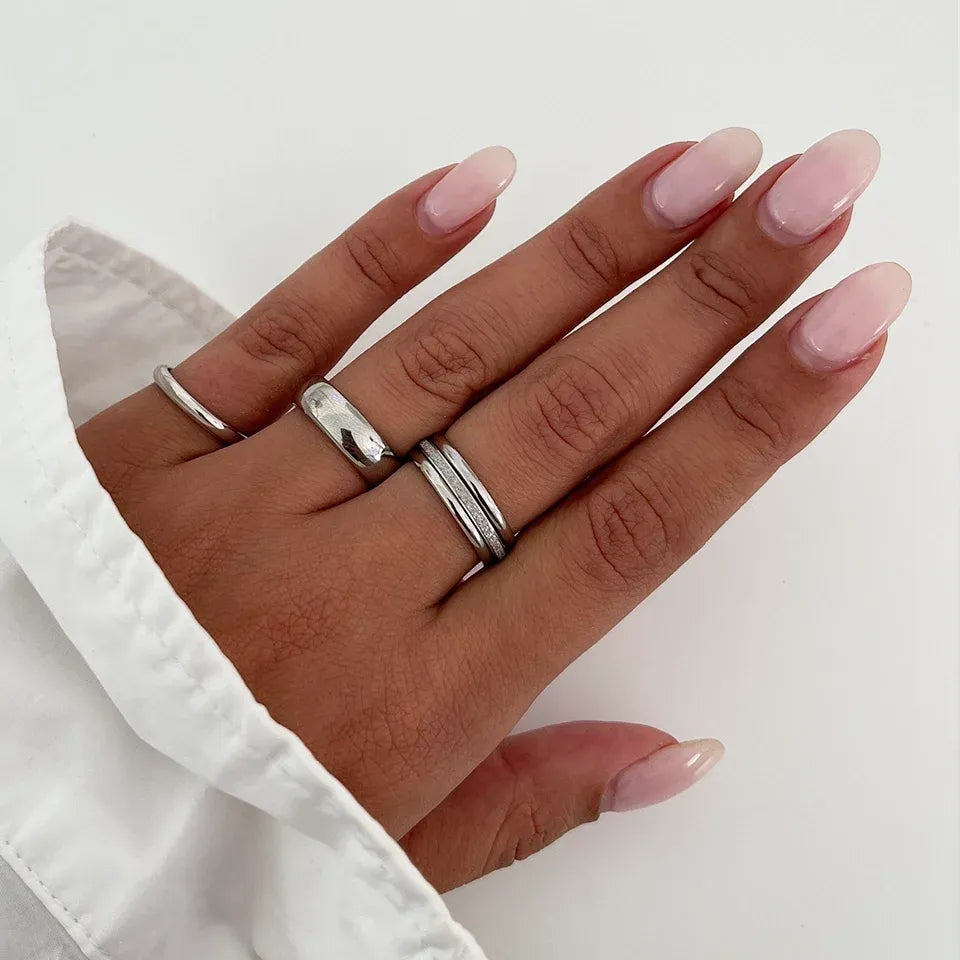 Anya 2MM Band Ring Set | Waterproof Silver