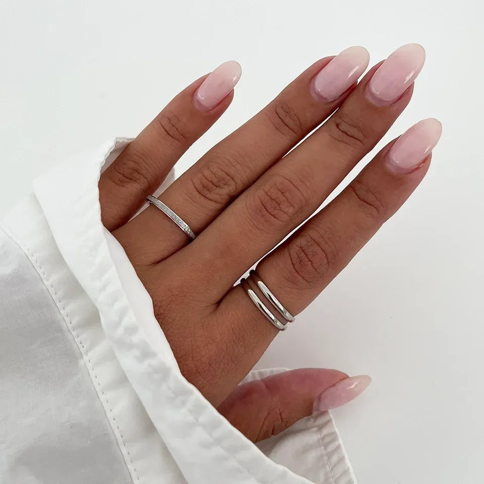 Anya 2MM Band Ring Set | Waterproof Silver