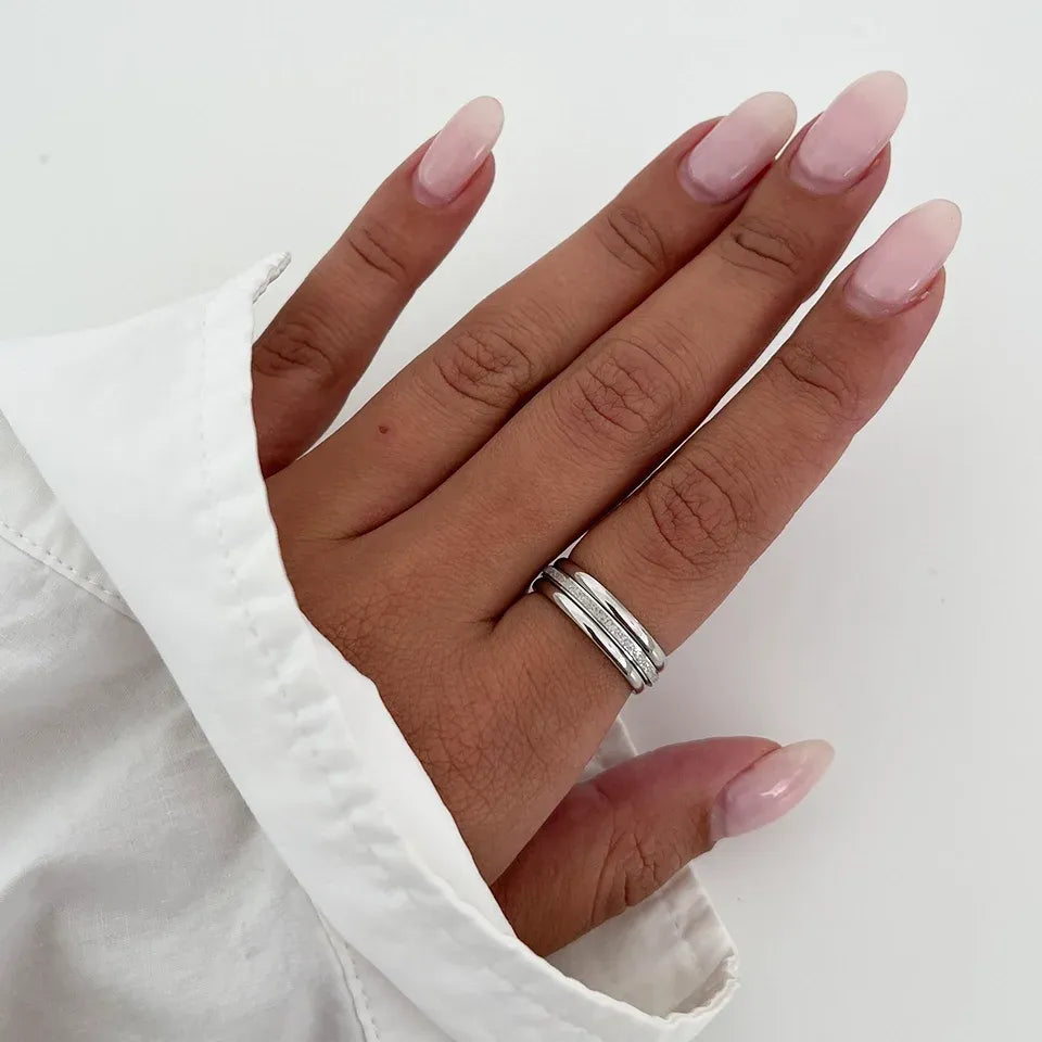 Anya 2MM Band Ring Set | Waterproof Silver