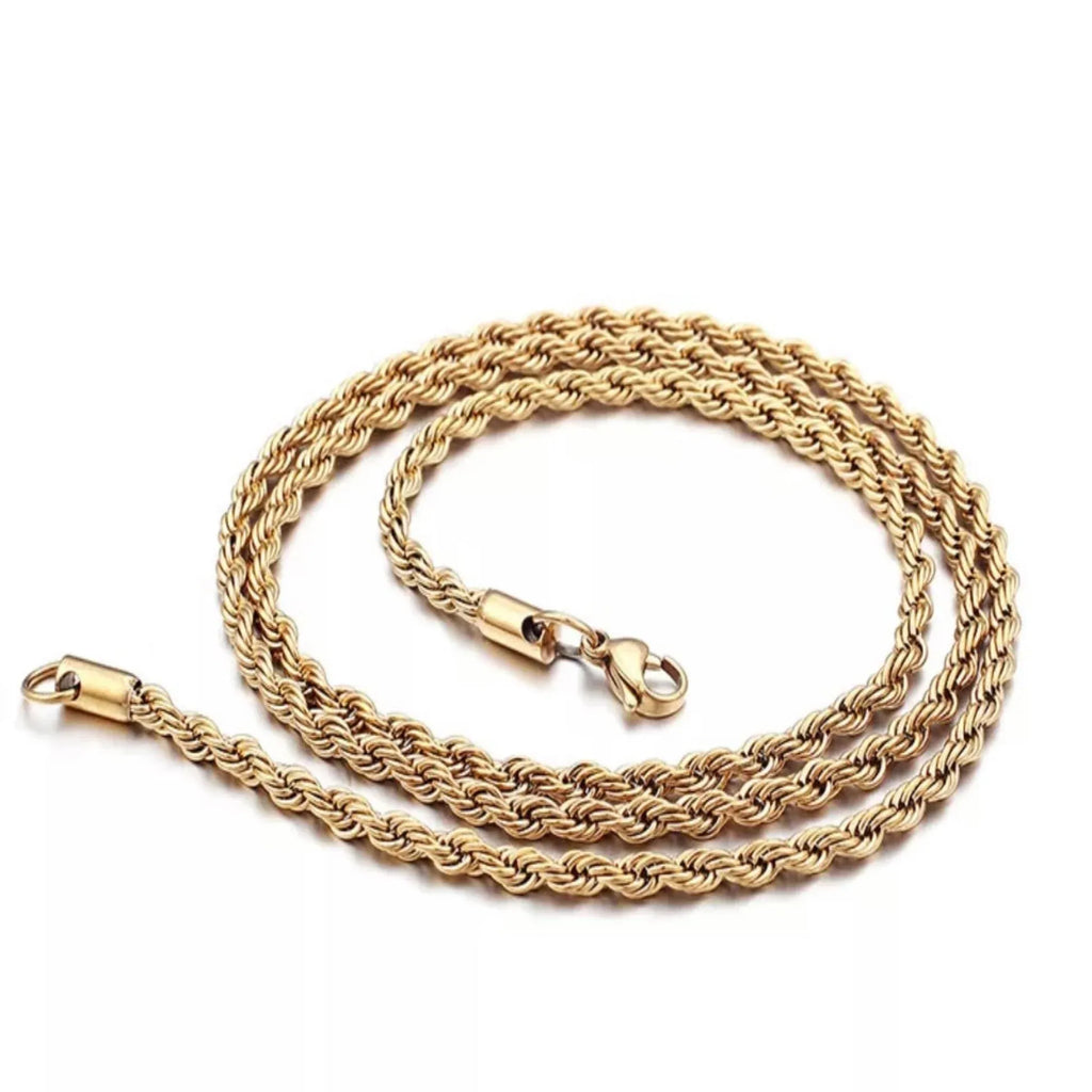 Bellae Twsited Rope Chain Necklace | Waterproof 18k Gold