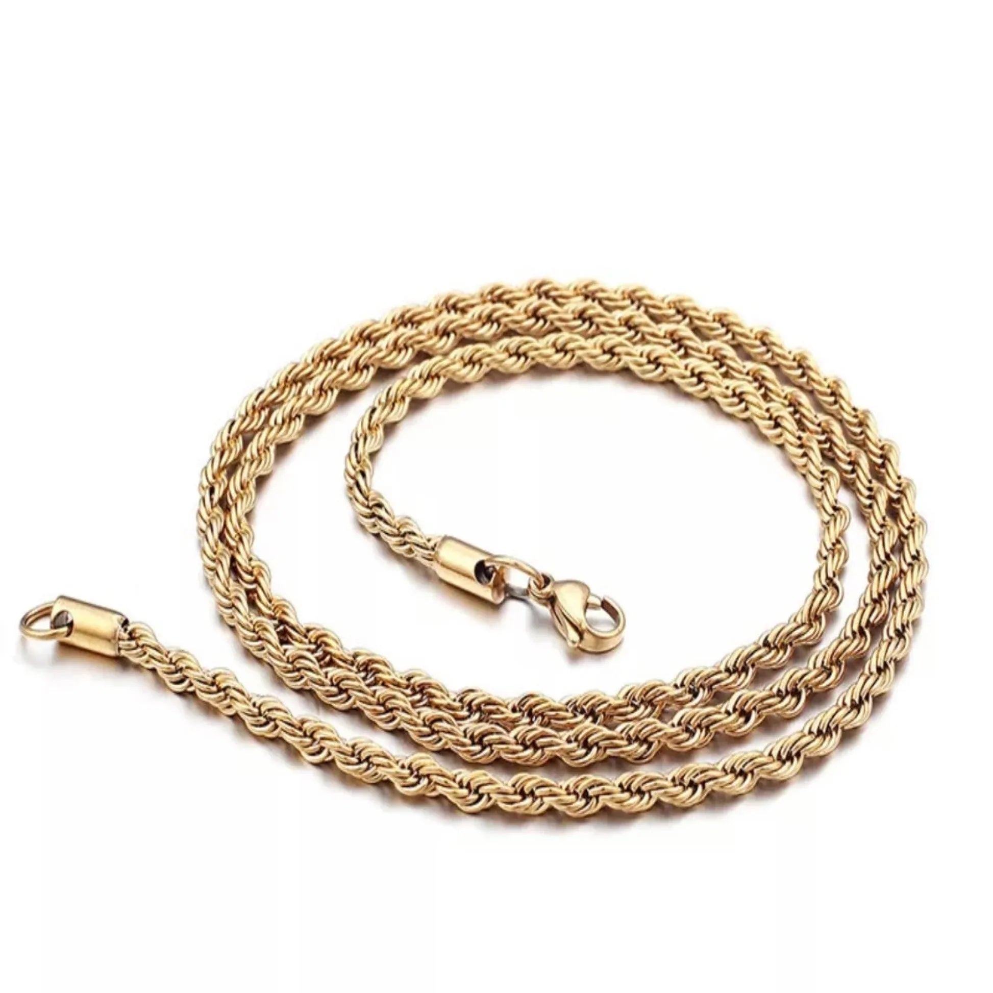 Bellae Twsited Rope Chain Necklace | Waterproof 18k Gold