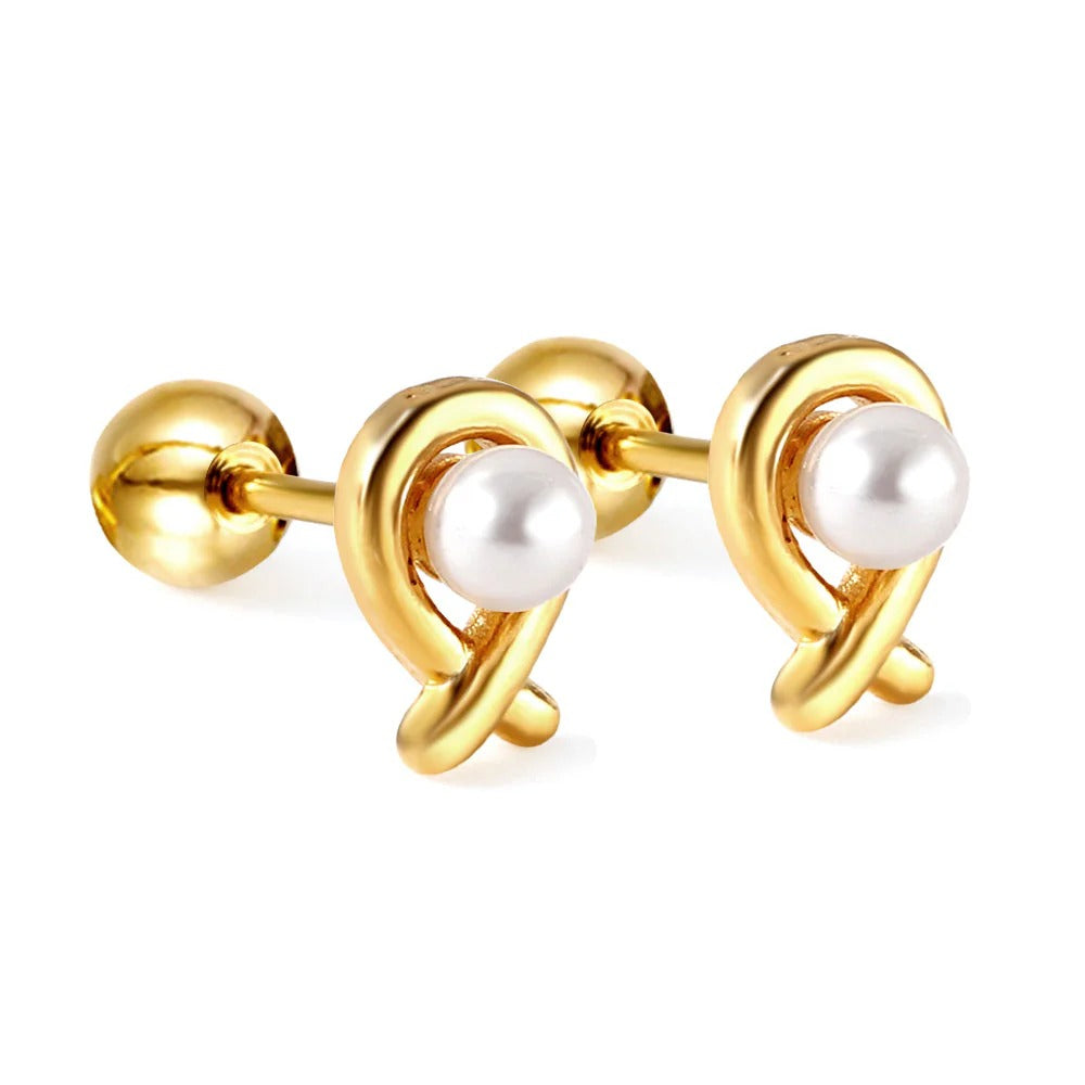 Cosma Pearl Fish Eye Flat Back Studs - Gold & Silver