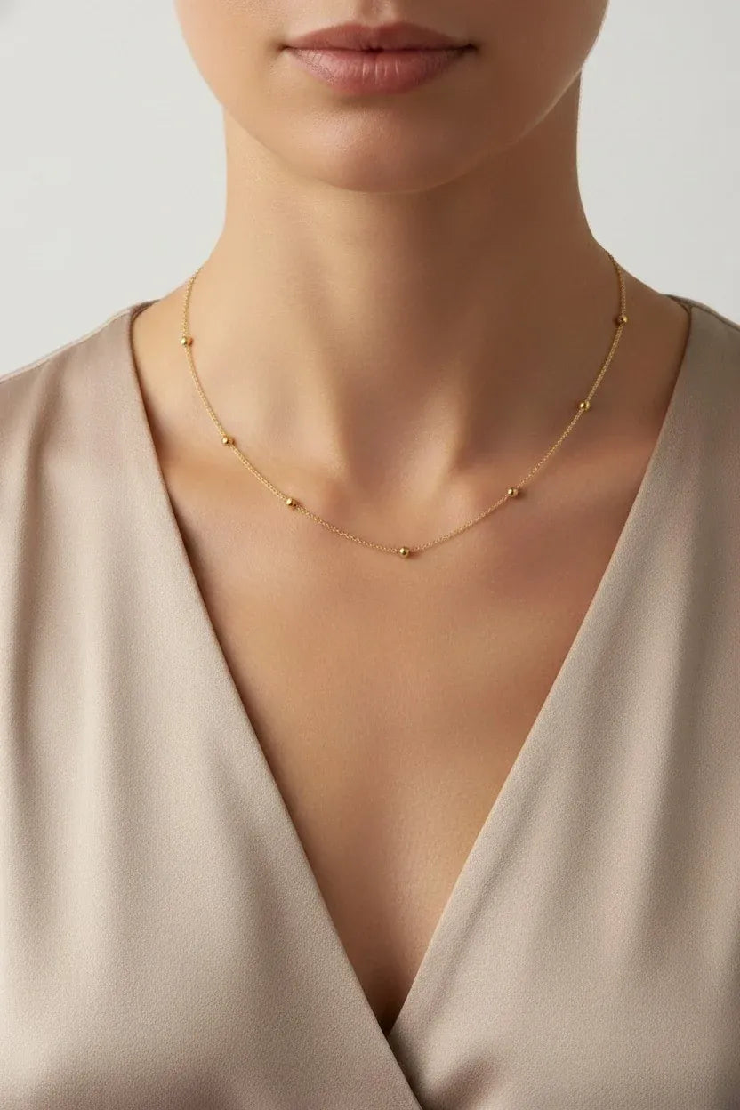 Balth Beaded Chain Necklace | Waterproof 18k Gold