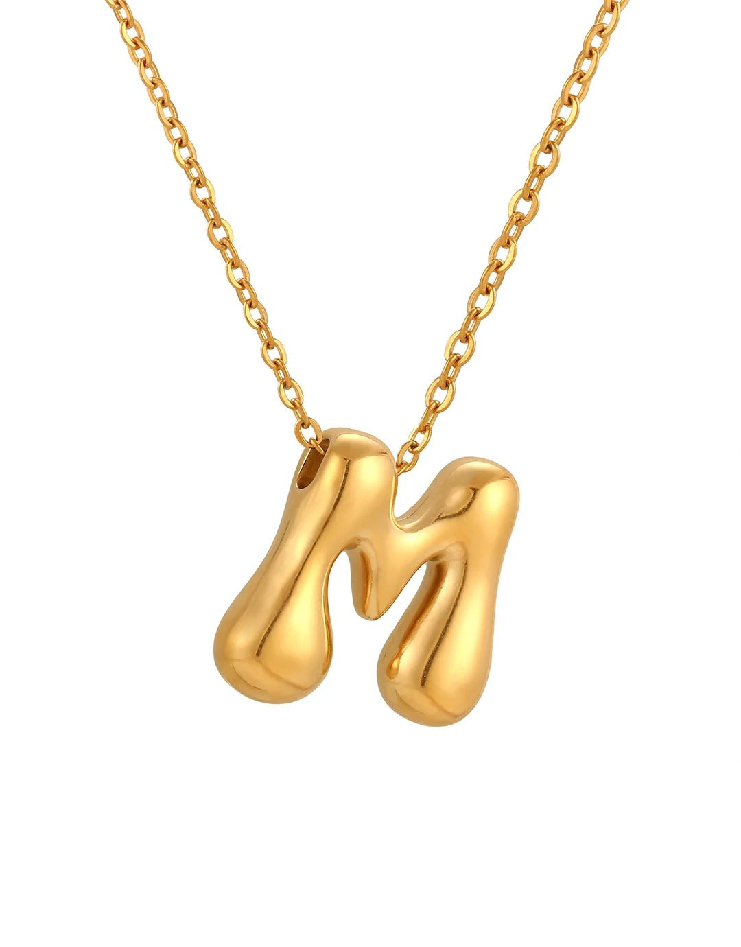 Siobhan Bubble Initial Letter Gold Necklace 45+5cm
