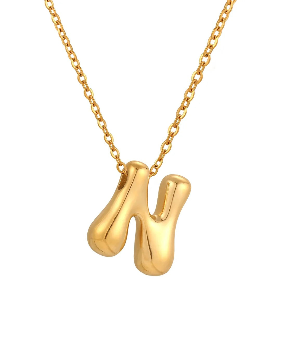 Siobhan Bubble Initial Letter Gold Necklace 45+5cm