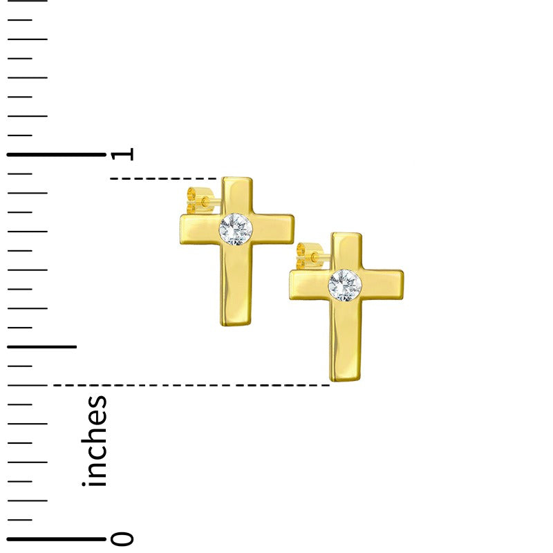 Allora Cross Faith Studs | Waterproof 18k Gold & Silver