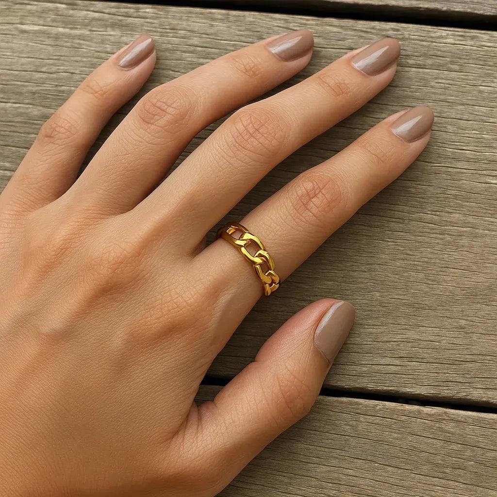 Alisa Chain Wrap Adjustable Ring | Waterproof 18k Gold & Silver
