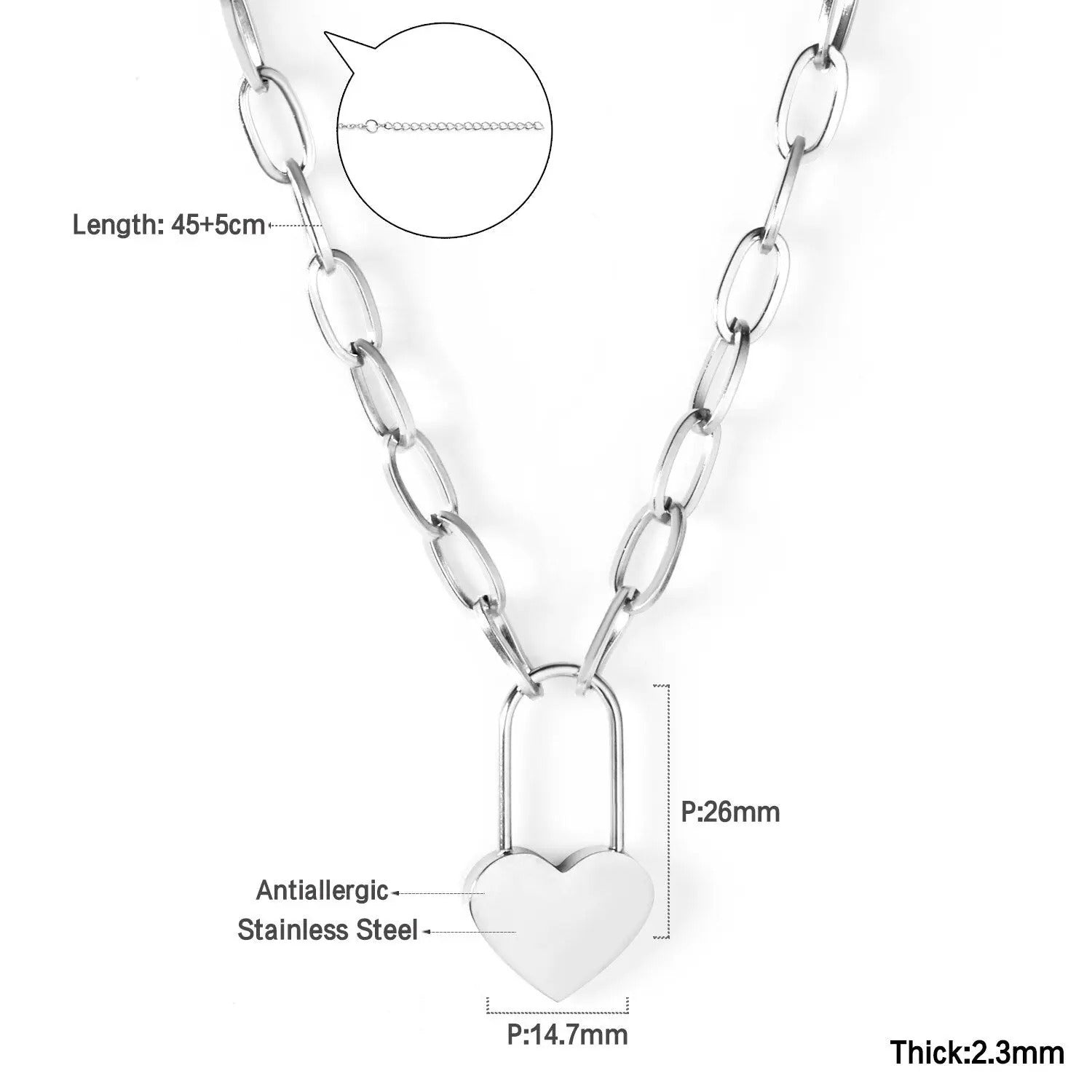 Evelyn Love Lock Necklace | Waterproof 18k Gold & Silver