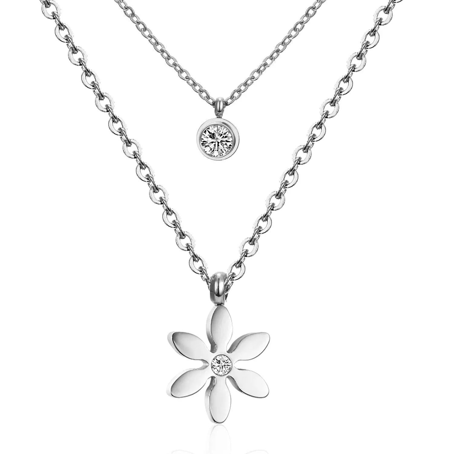 Flora Bloom & Stone Necklace | Waterproof 18k Gold & Silver