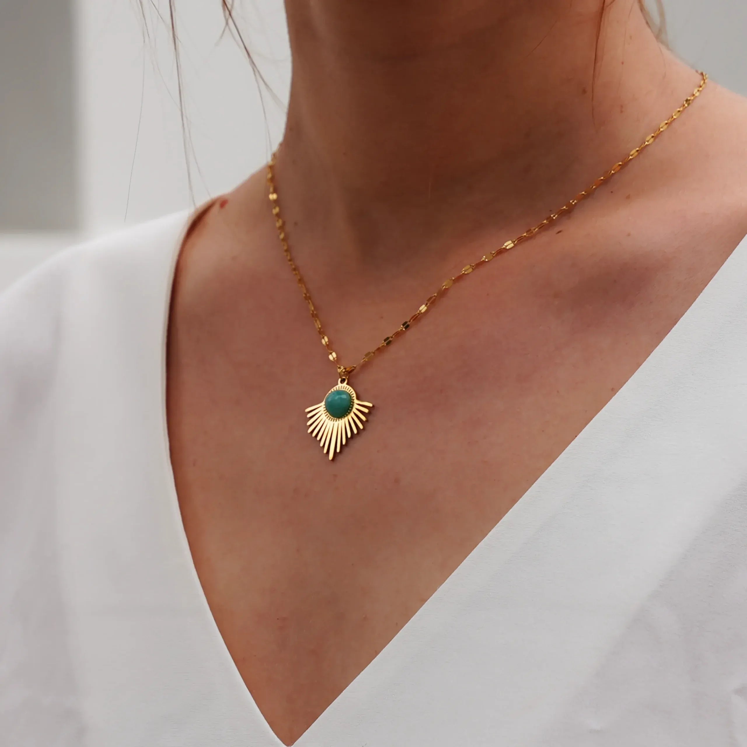 Azar Emerald Sunshine Necklace | Waterproof 18k Gold