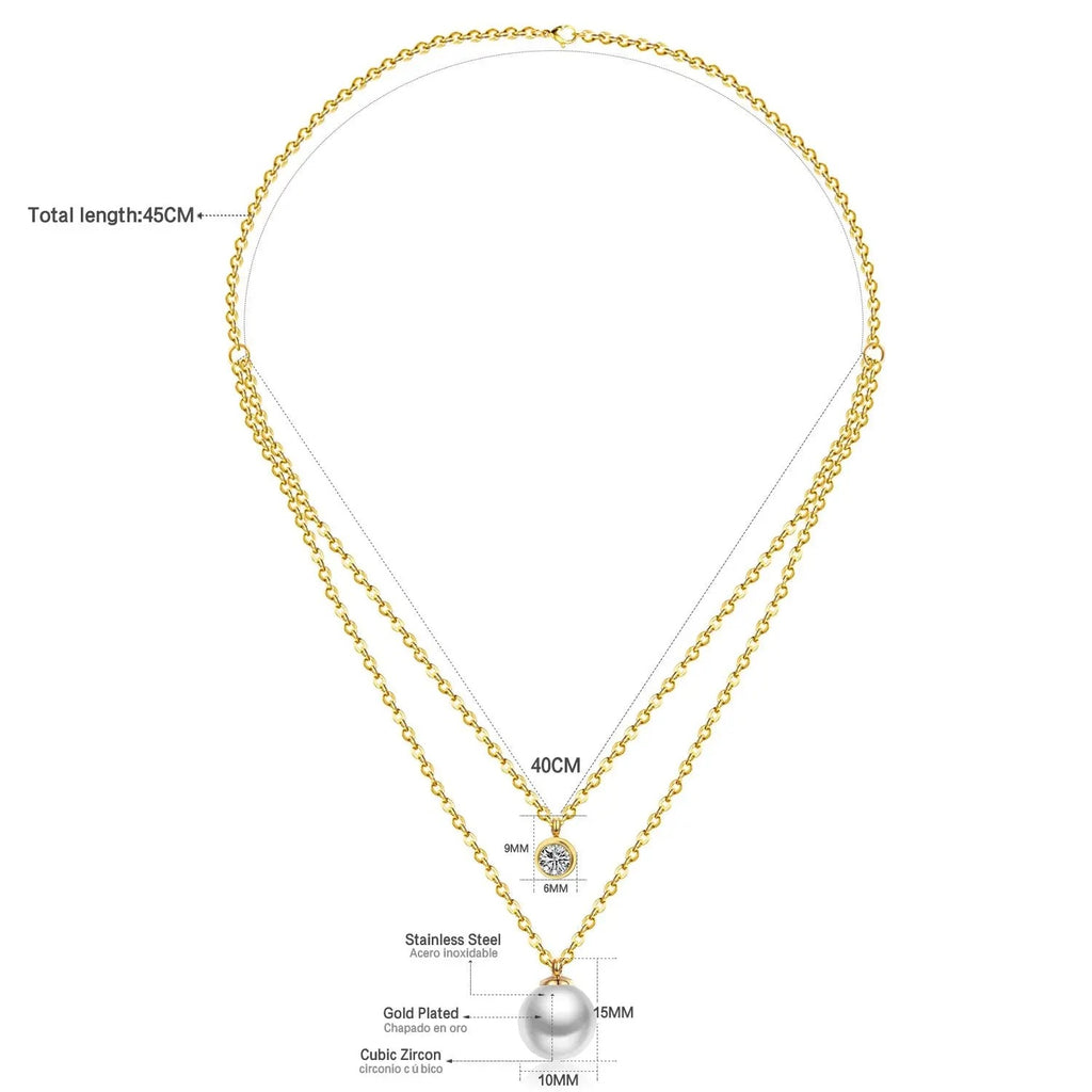 Florence Double Pearl Necklace | Waterproof 18k Gold