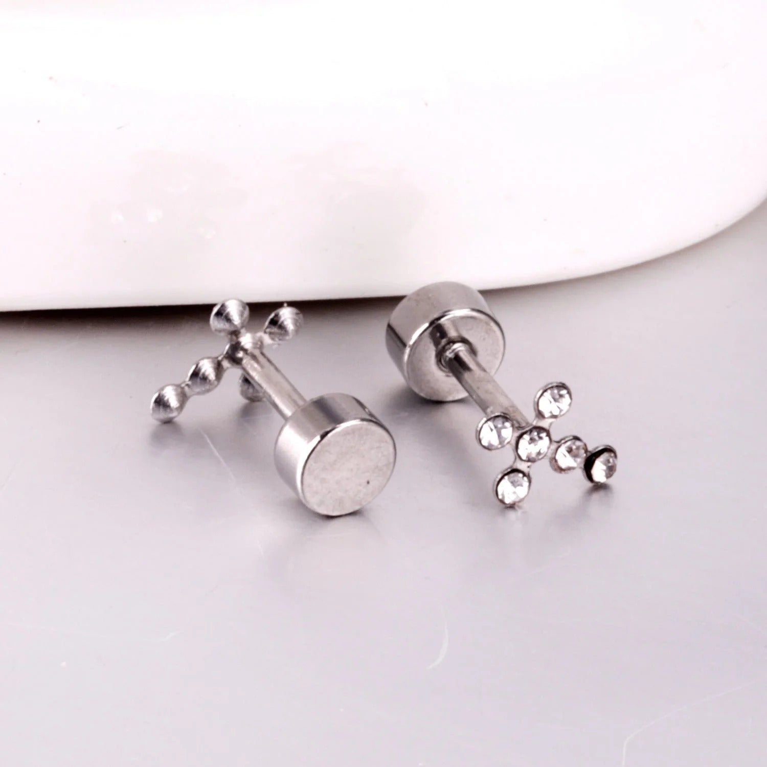Camila CZ Cross Flat Back Studs