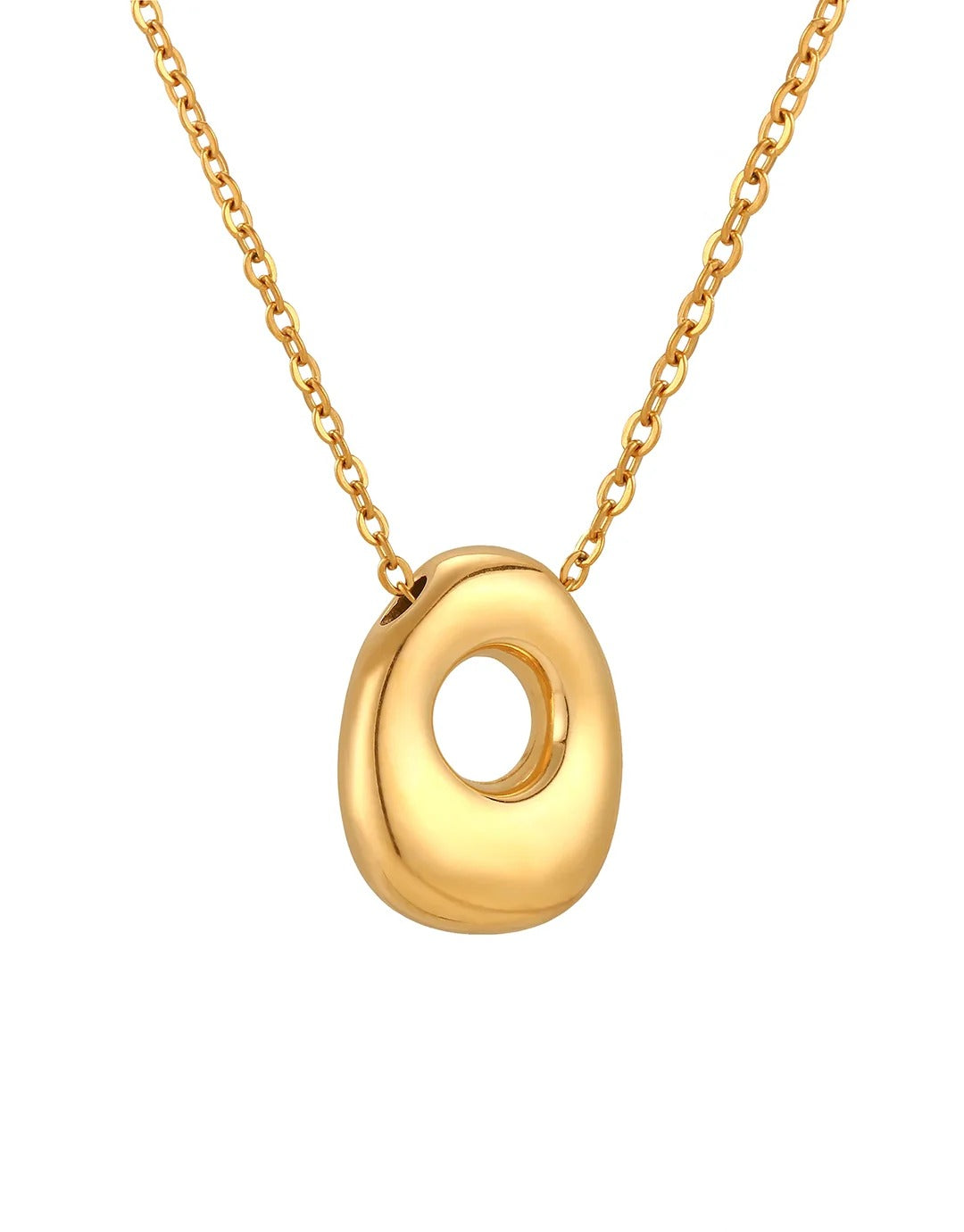 Siobhan Bubble Initial Letter Gold Necklace 45+5cm