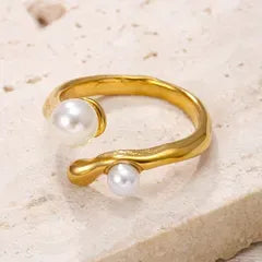 Apol Pearl Wrap Adjustable Ring | Waterproof 18k Gold