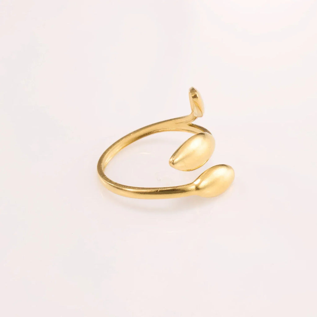 Alina 3 Leaves Open Ring | Waterproof 18k Gold