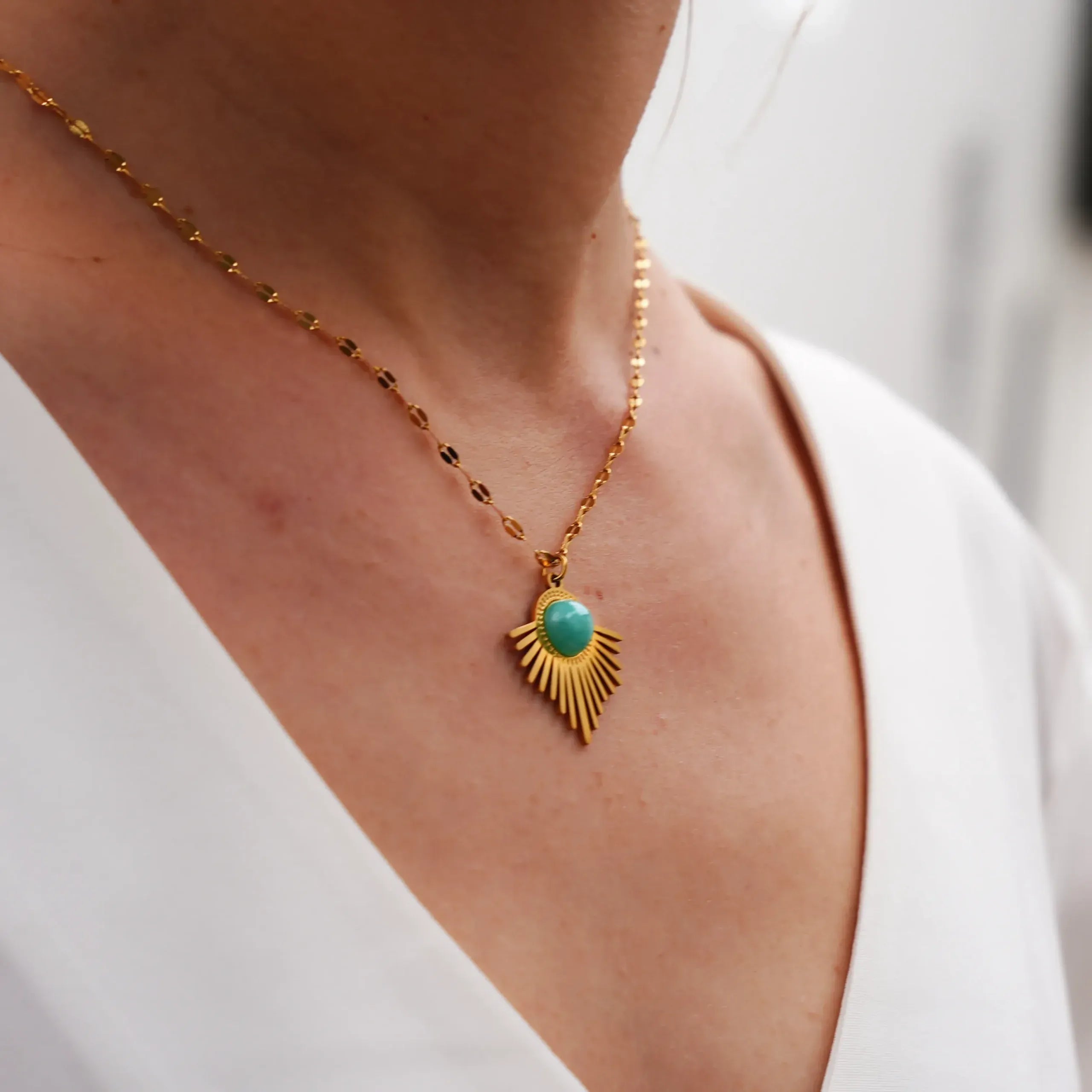 Azar Emerald Sunshine Necklace | Waterproof 18k Gold