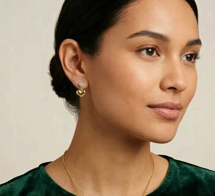 Brynn Crystal Heart Stud Earrings| Waterproof 18k Gold