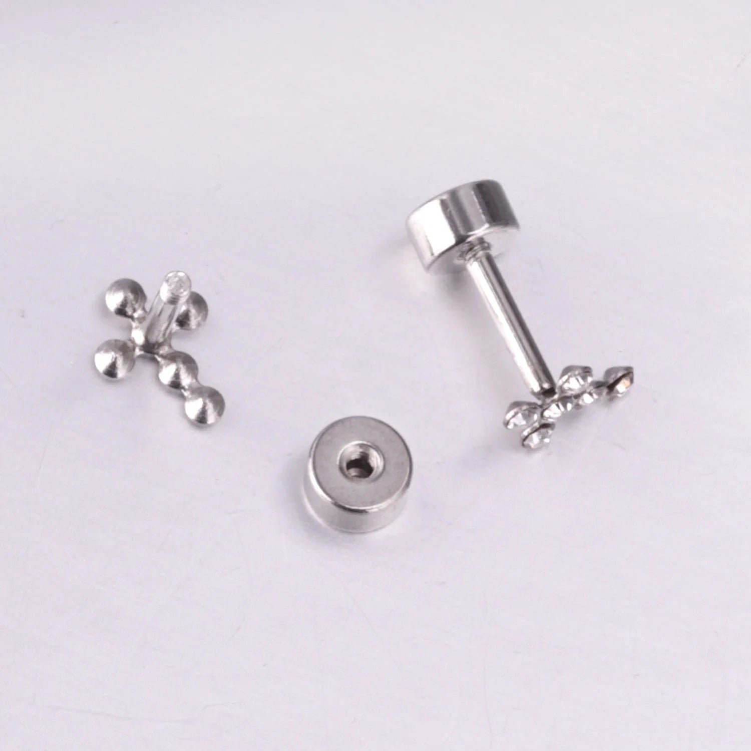 Camila CZ Cross Flat Back Studs
