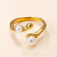 Apol Pearl Wrap Adjustable Ring | Waterproof 18k Gold