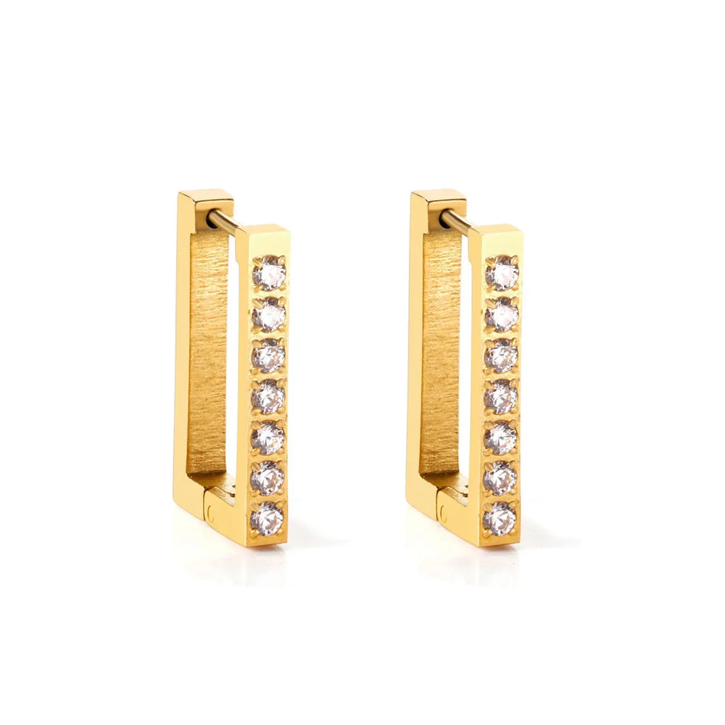 Callie Geometric Jewel Hoops | Waterproof Steel Silver