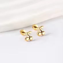 Plume Sweet Cherries Flat Back Studs - Gold & Silver