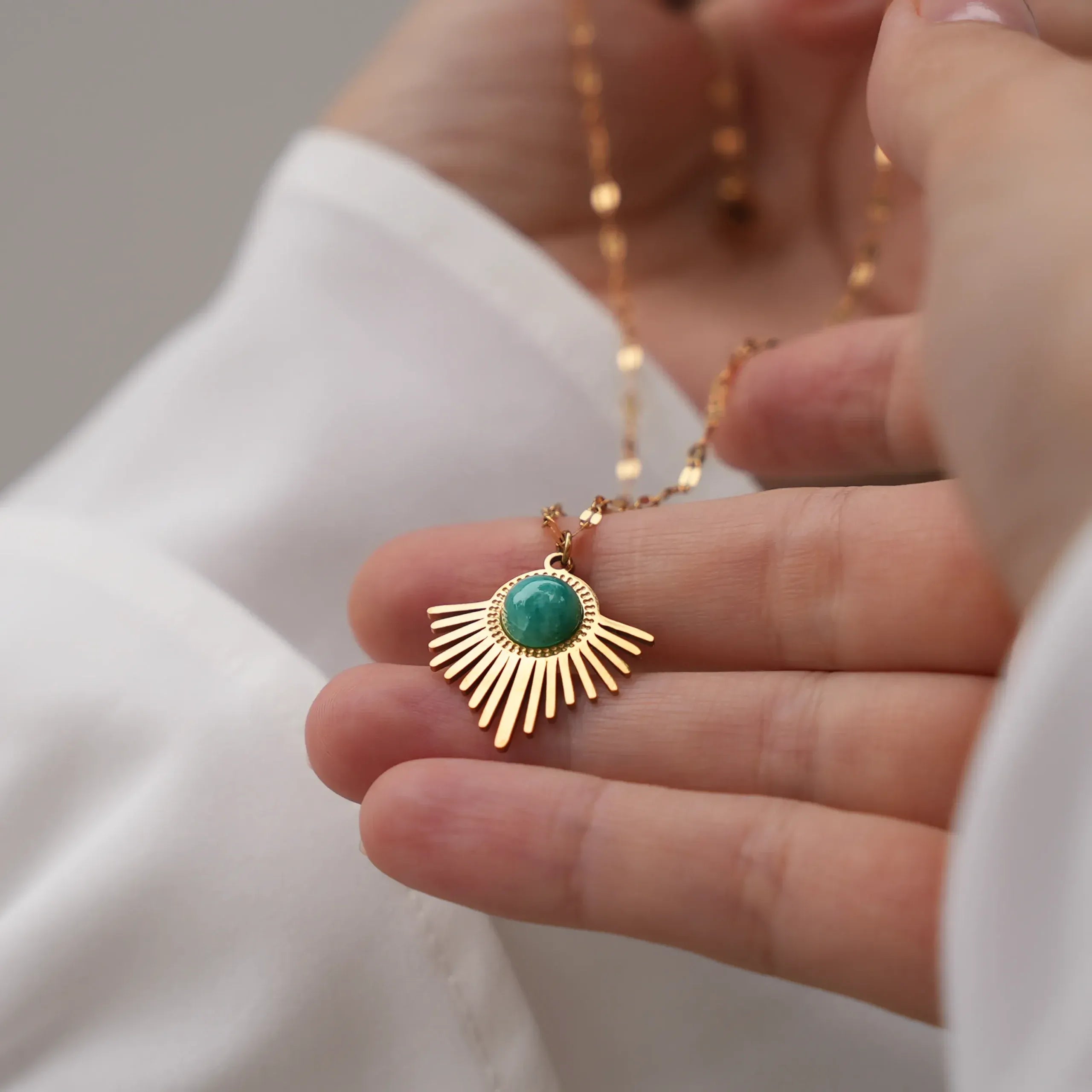 Azar Emerald Sunshine Necklace | Waterproof 18k Gold