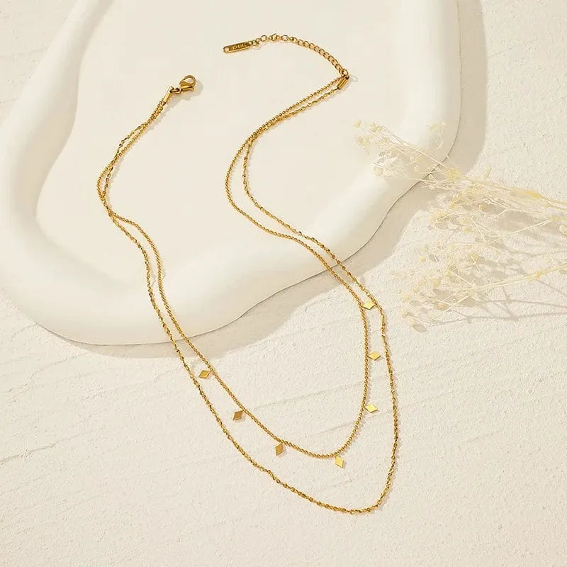 Bellamy Double Layer Necklace | Waterproof 18k Gold