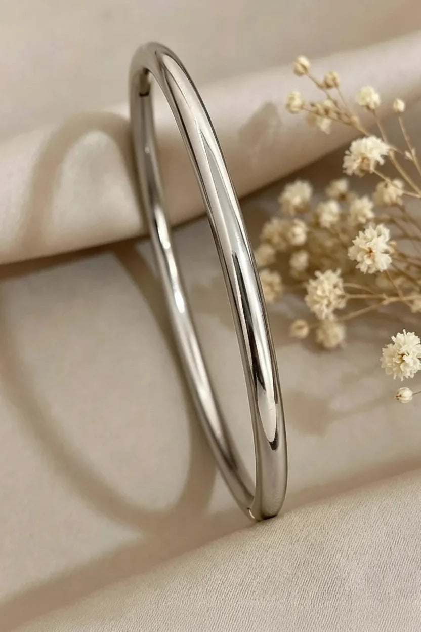 Sema Slim Plain Hinged Bangle Bracelet | Waterproof 18k Gold & Silver