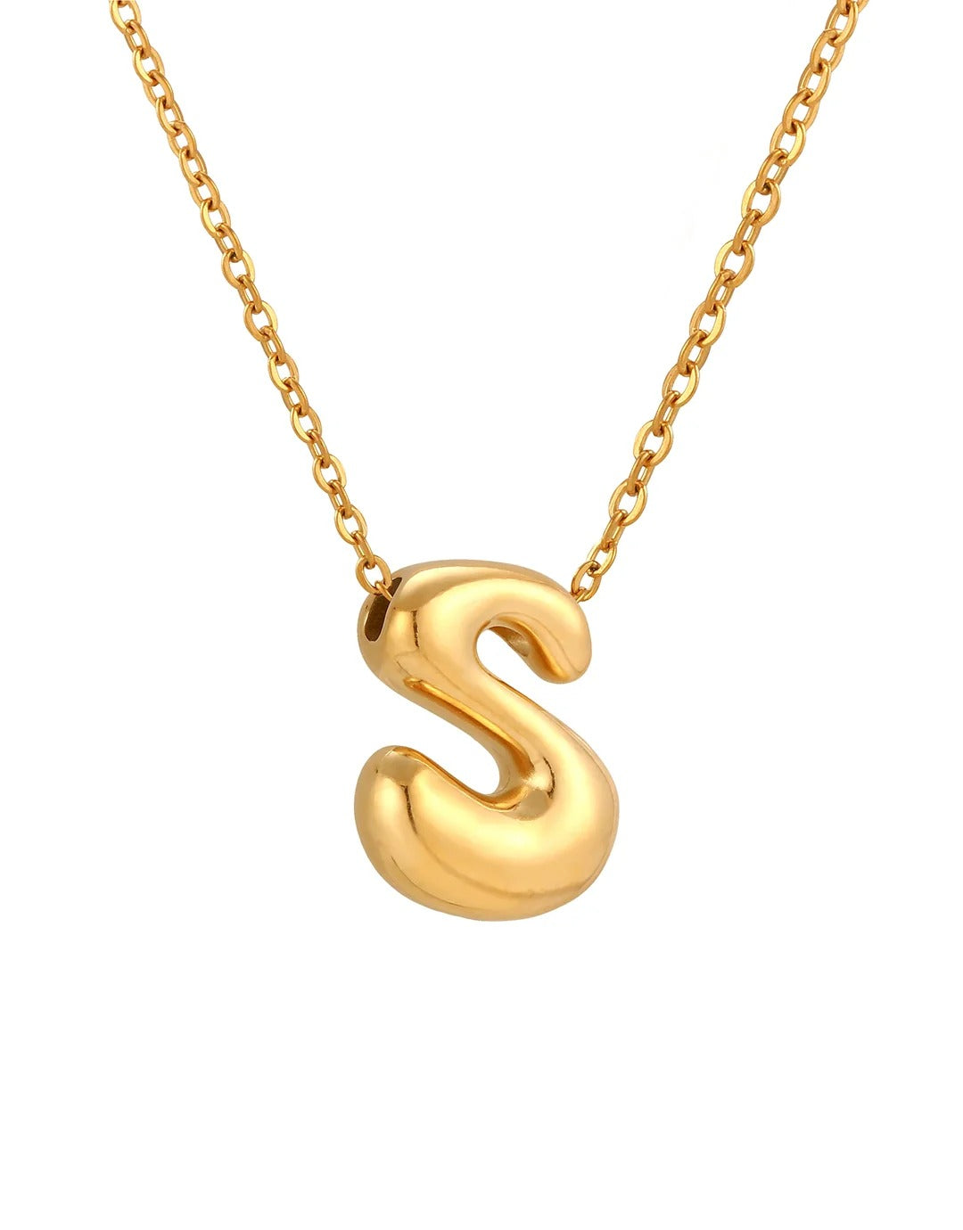 Siobhan Bubble Initial Letter Gold Necklace 45+5cm