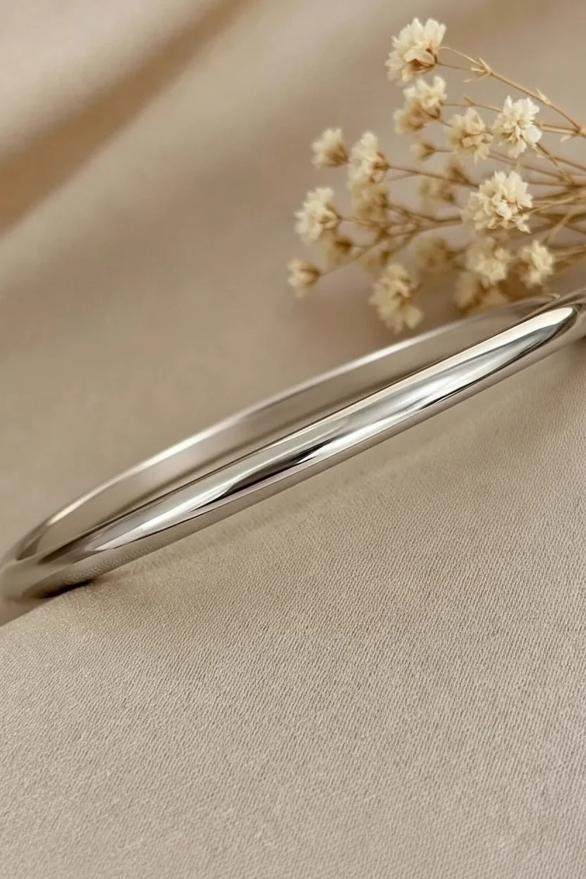 Sema Slim Plain Hinged Bangle Bracelet | Waterproof 18k Gold & Silver