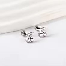 Plume Sweet Cherries Flat Back Studs - Gold & Silver