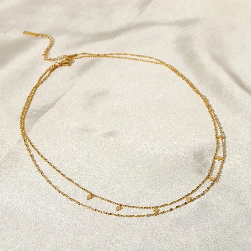 Bellamy Double Layer Necklace | Waterproof 18k Gold