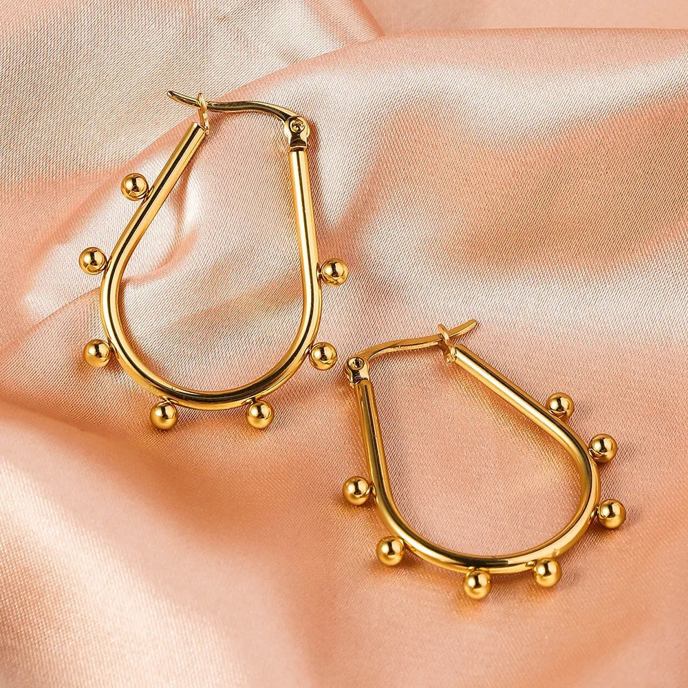 Celeste Beaded Hoops | Waterproof 18k Gold