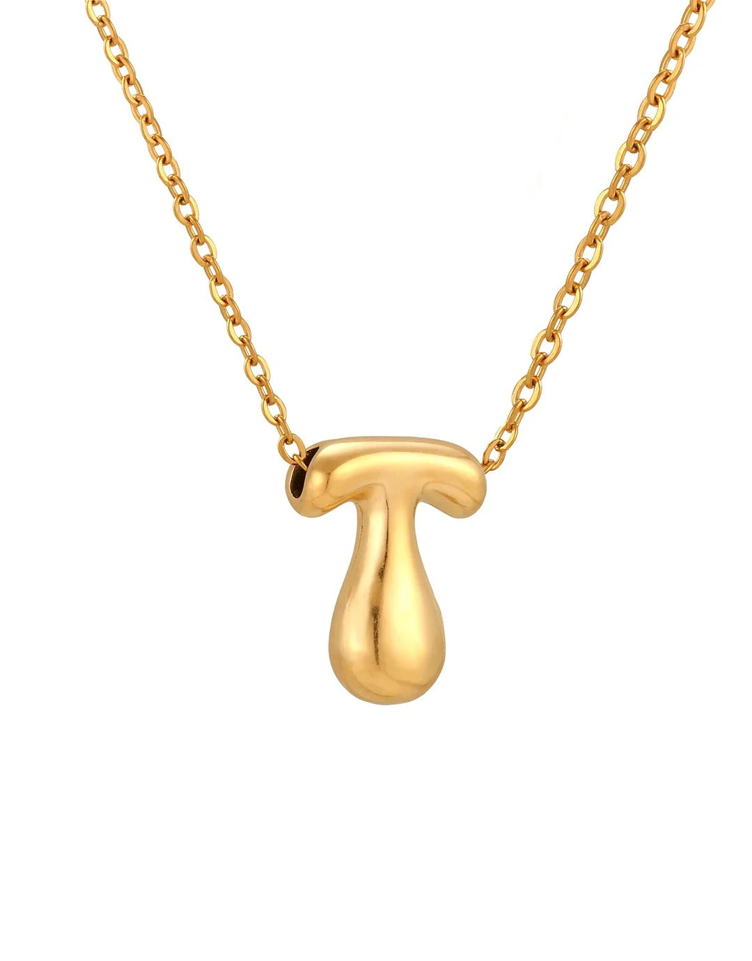 Siobhan Bubble Initial Letter Gold Necklace 45+5cm