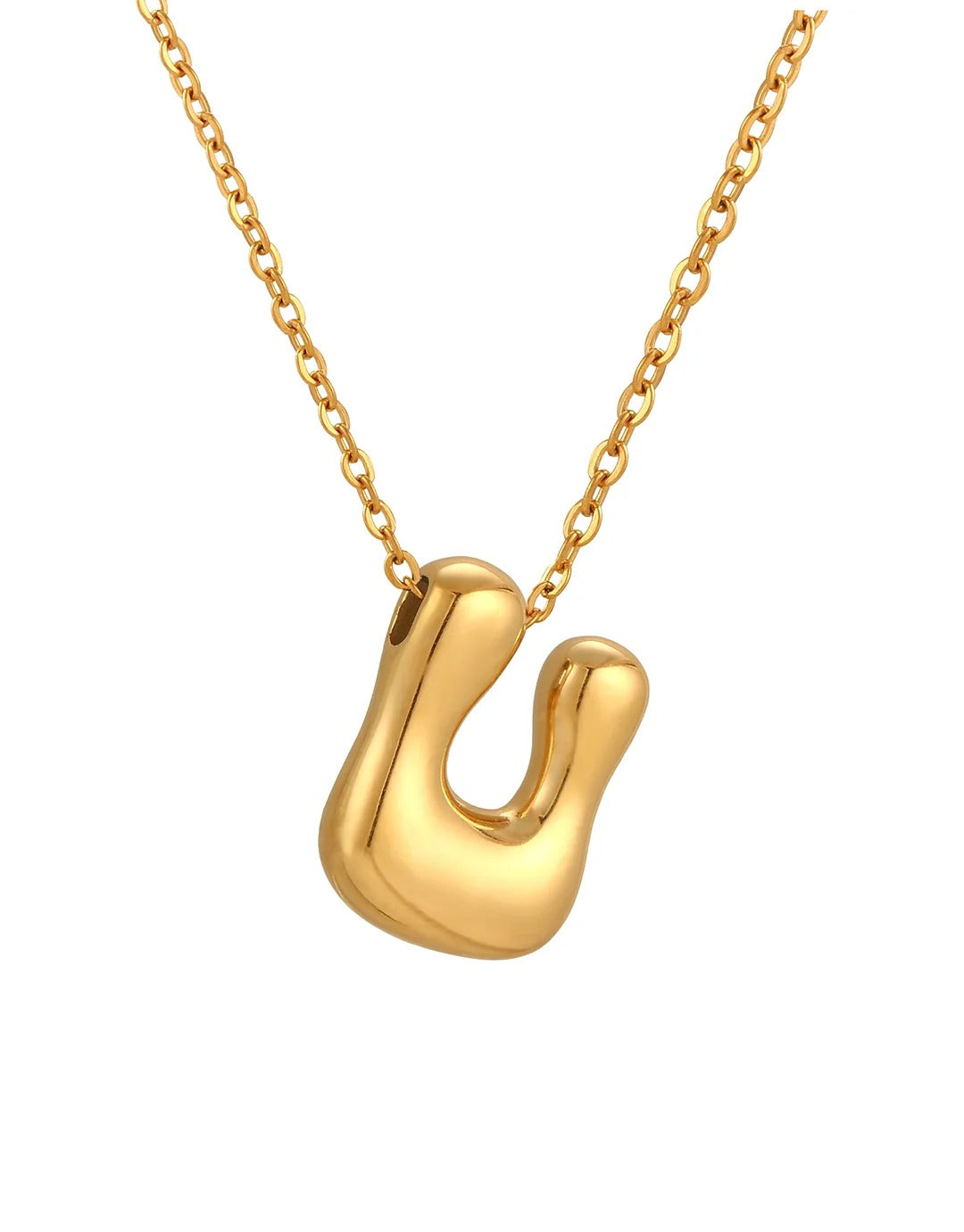 Siobhan Bubble Initial Letter Gold Necklace 45+5cm