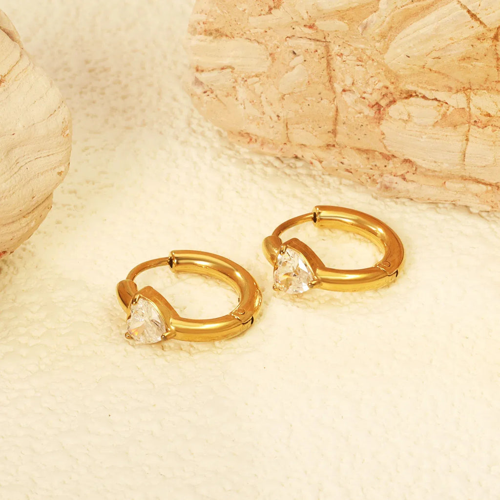 Anaya CZ Solitaire Huggie Earrings | Waterproof 18k Gold