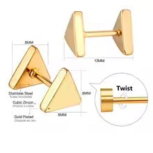 Mishie Triangle Flat Back Studs - Gold & Silver