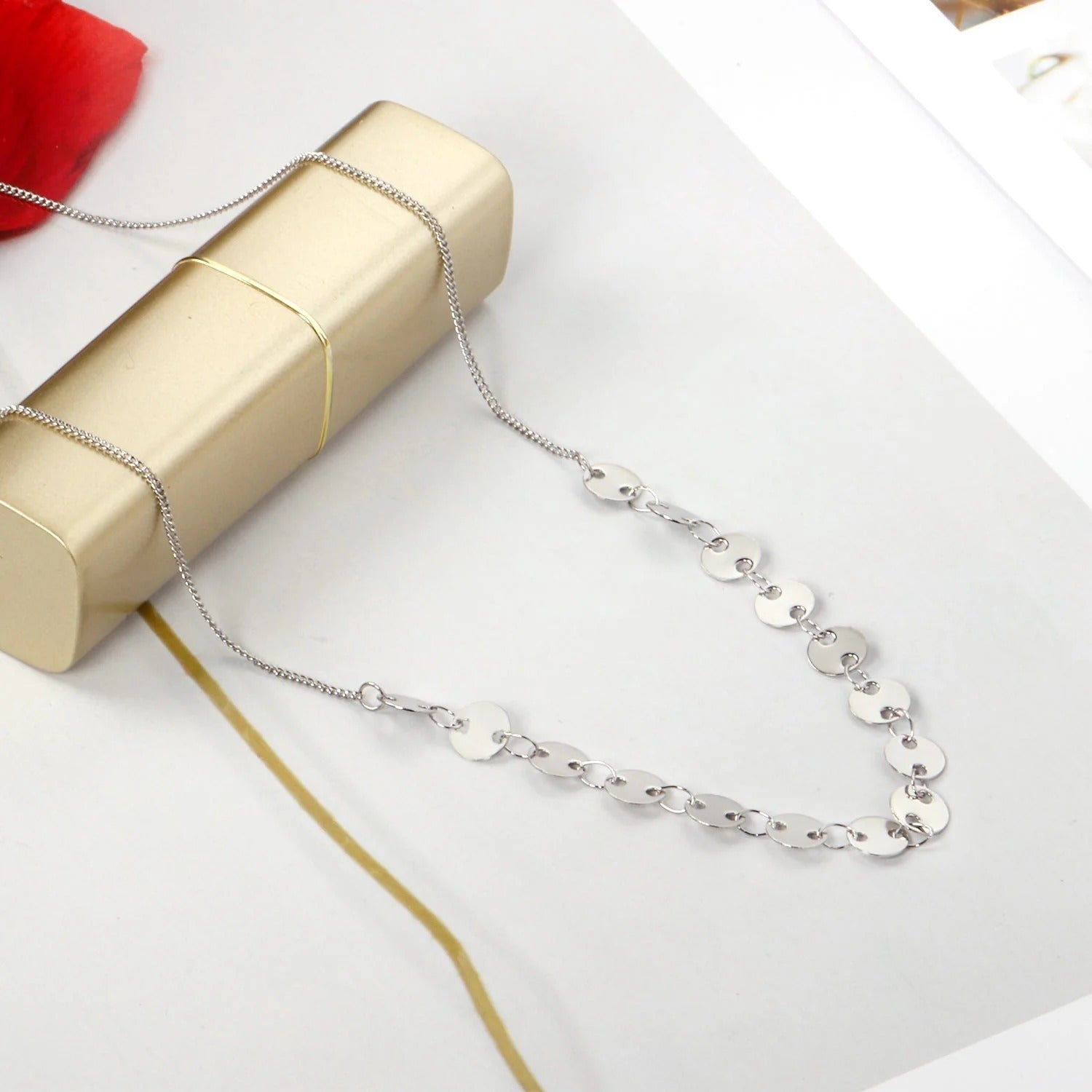 Faye Round Link Necklace | Waterproof 18k Gold & Silver